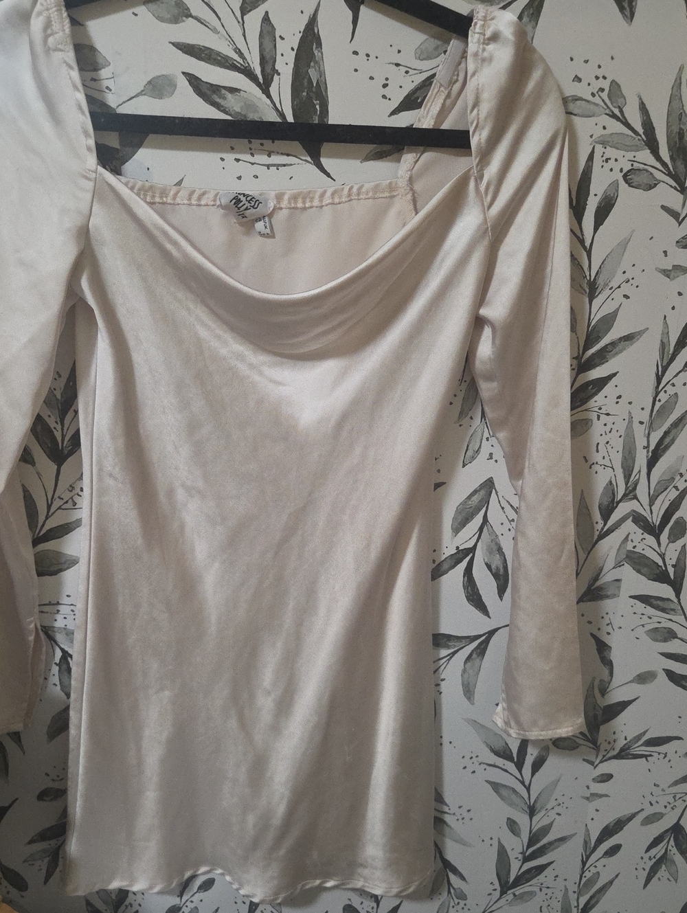Princess Polly Cream Satin Scoop Neck Dress